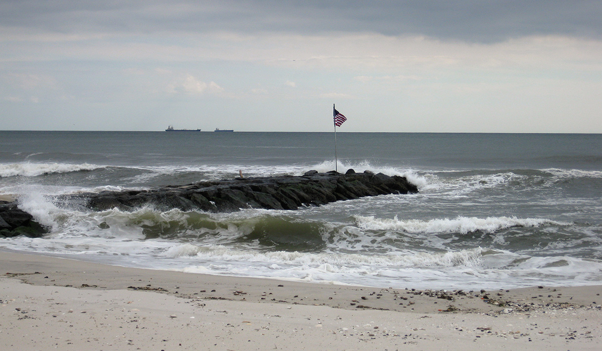 A rock groyne at Atlantic Beach, New York. A rock groyne at Atlantic Beach, New York.