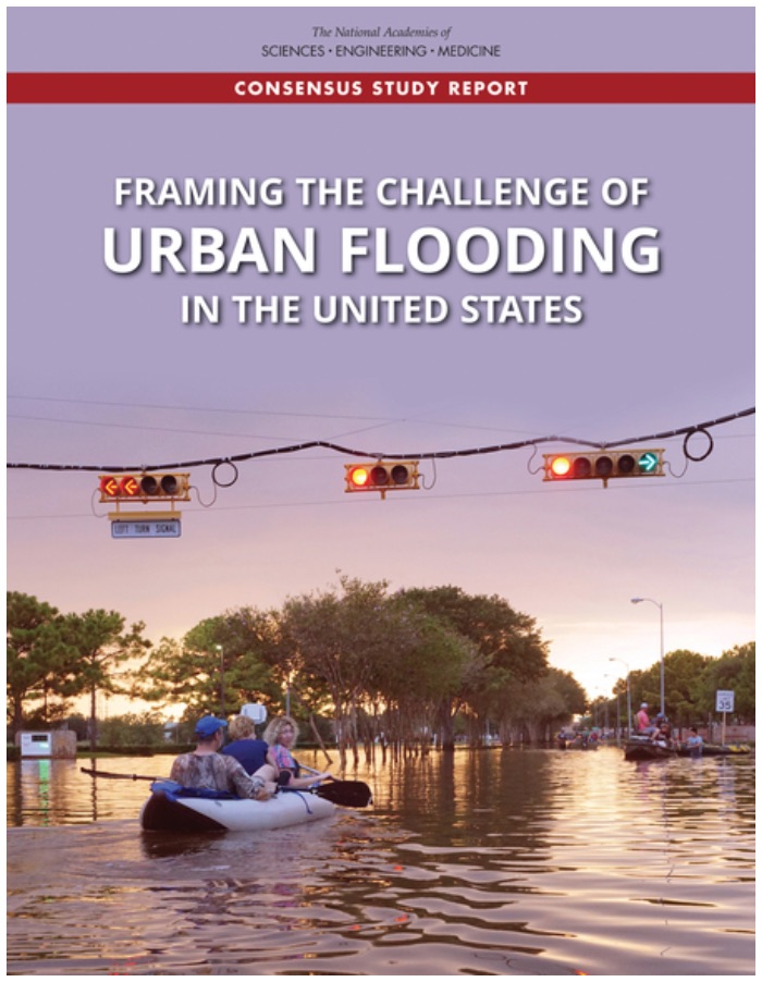 Cover of report with people in boat on a flooded street.