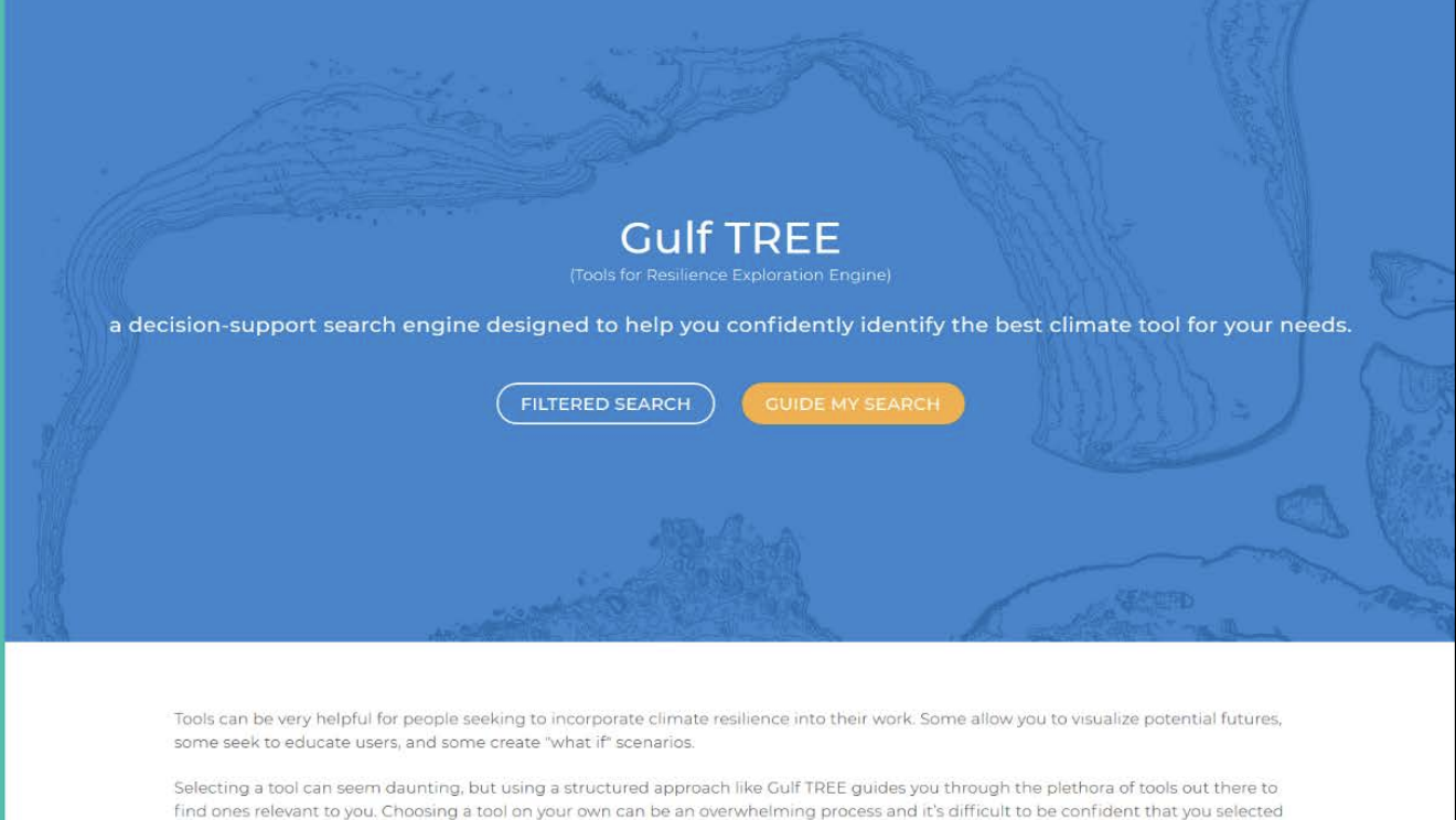 Screenshot of the GulfTREE homepage.