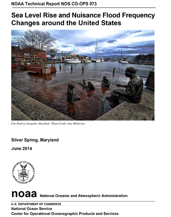 Cover of the Sea Level Rise and Nuisance Flooding Frequency Changes report
