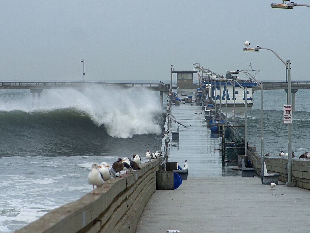High tide at the Ocean Beach pier High tide at the Ocean Beach pier, San Diego, California