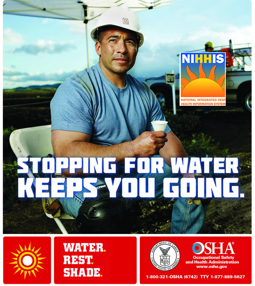 Promotional poster from the OSHA Heat Illness Prevention Campaign